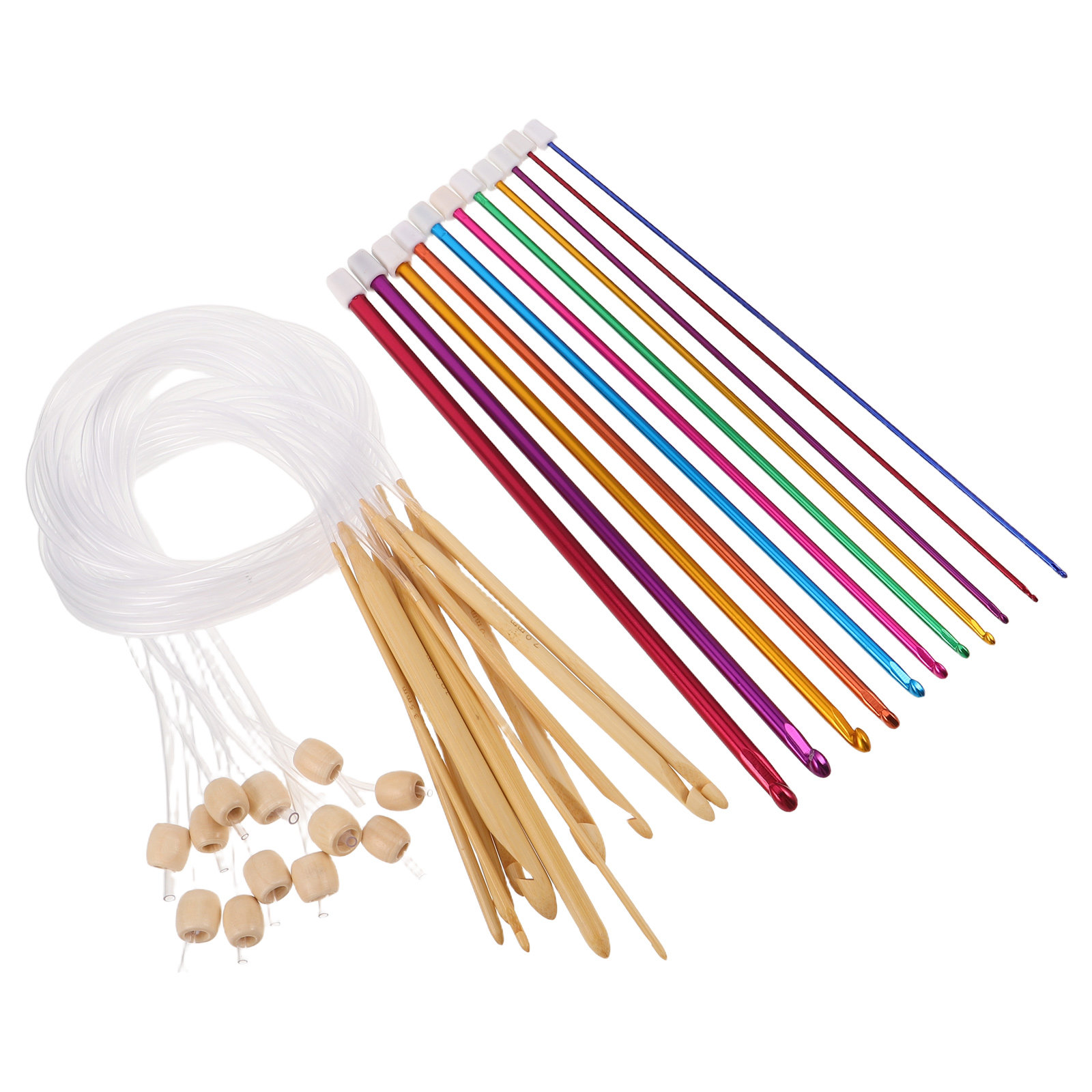 1Set Vibrant Crochet Hooks Set - Wooden Crochet Hooks Ergonomic Handle ulasan dan harga