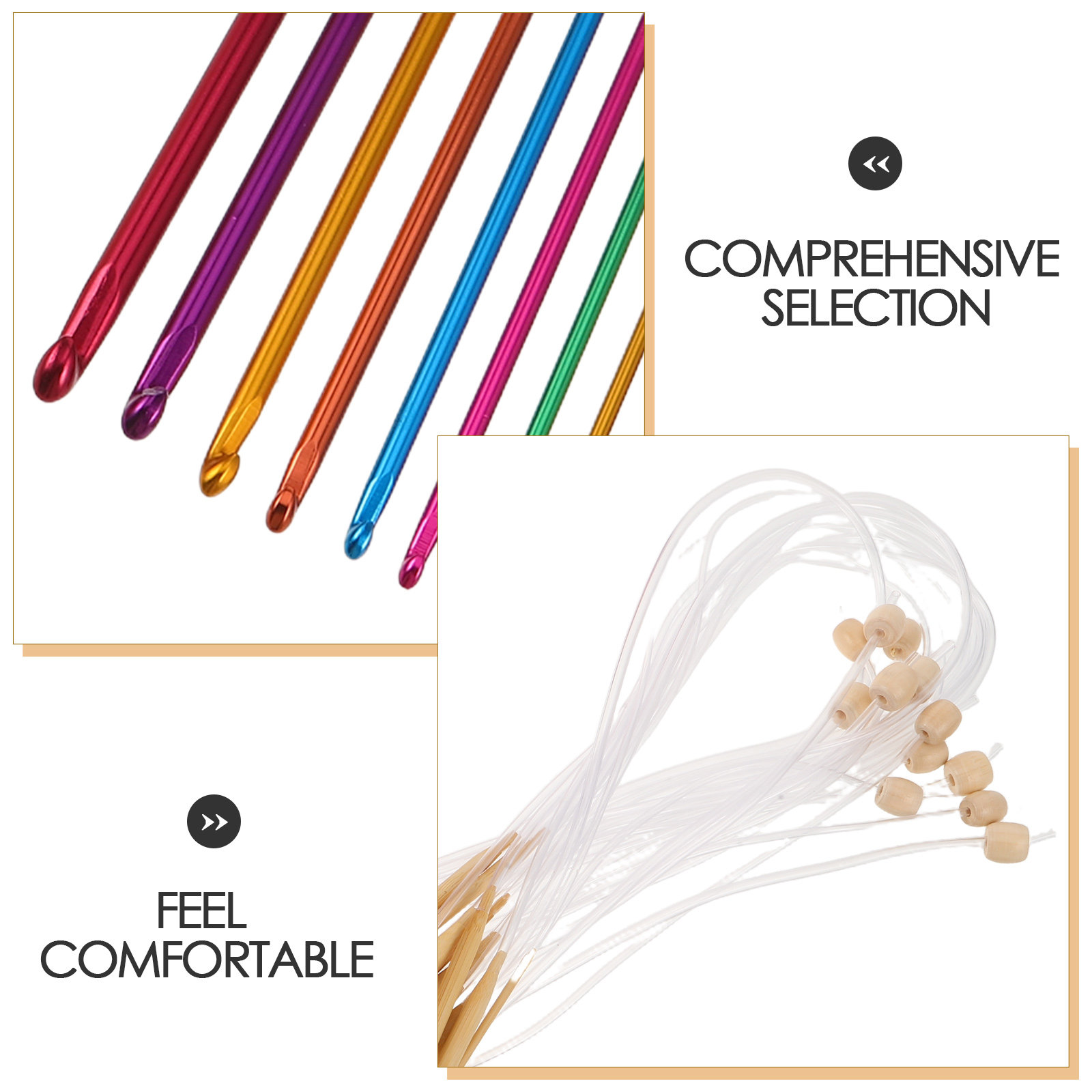1Set Vibrant Crochet Hooks Set - Wooden Crochet Hooks Ergonomic Handle ulasan dan harga