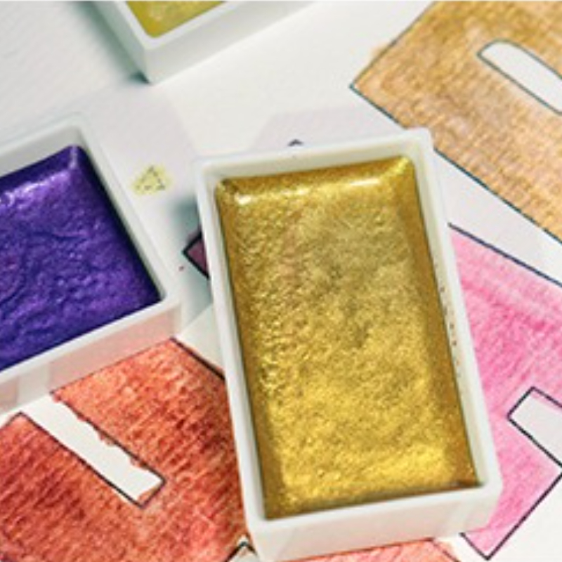 6-color Water-soluble Metal Pe - Watercolor Paint Set Solid Pigment ulasan dan harga