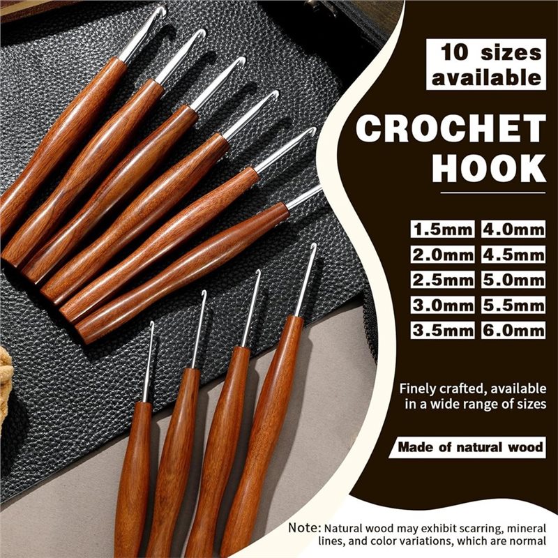 AS94-5 Pcs Crochet Hook, 5 Siz - Wooden Crochet Hooks Ergonomic Handle ulasan dan harga